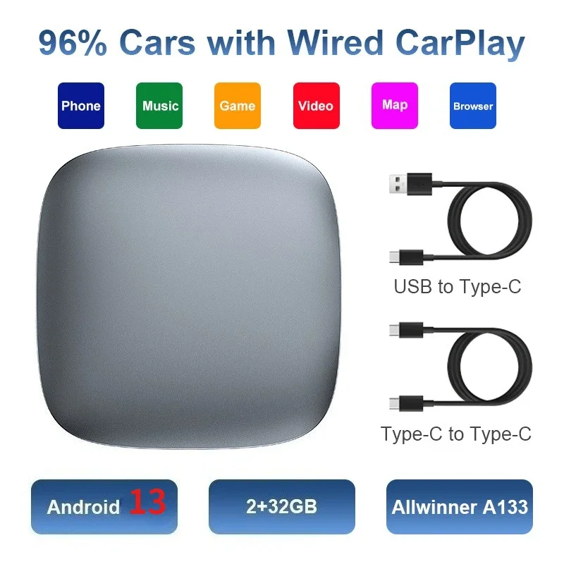 Android13 CarPlay Android Auto A133 Ai Box Draadloze Box voor Netflix YouTube Draadloze Carplay Auto Slimme Systemen voor Bedrade Carplay