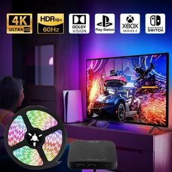 Telewizor z podświetleniem Led 4K HDMI 2.0 urządzenie Sync Box inteligentna żarówka listwa pasek WS2811 RGB zestaw oświetlenia LED garnitur na 40-85 Cal ekran