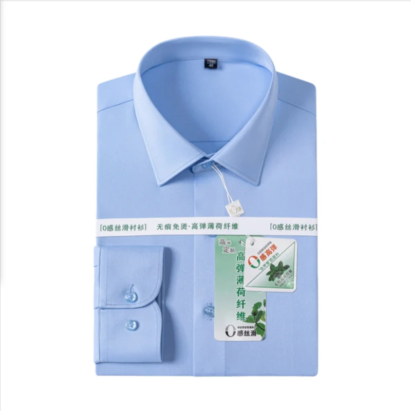 Anti-Wrinkle Polyester Casual Long Sleeve Men Shirt short sleeves Camisa Social Business black Blue White Office Shirt