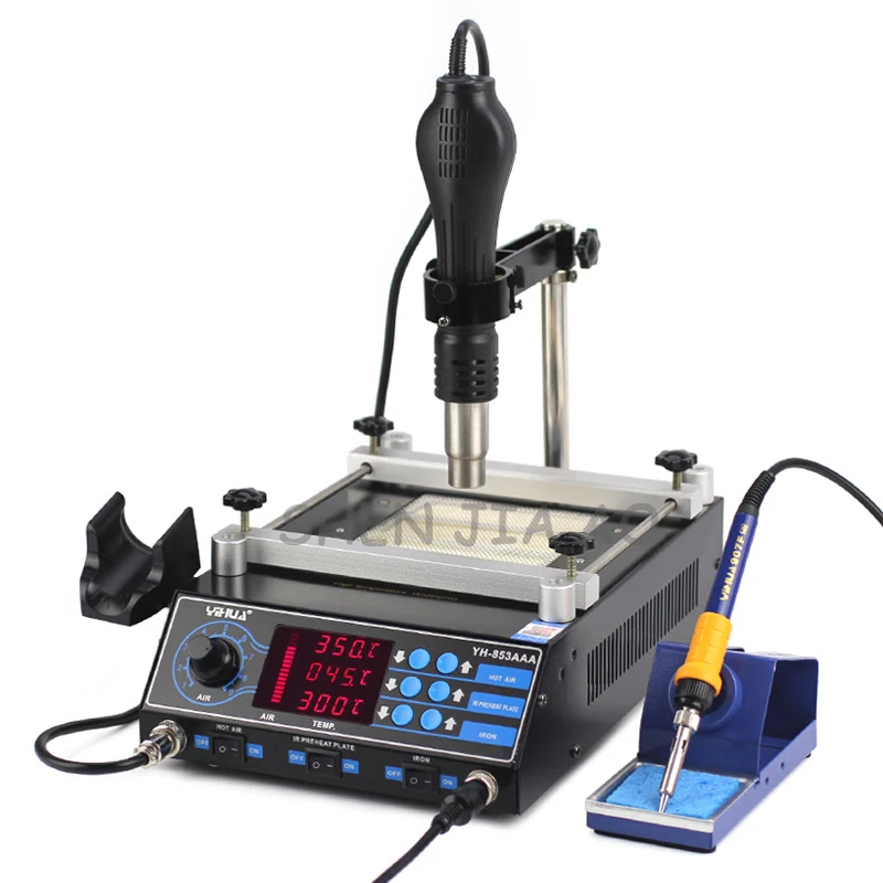 

3 in 1 digital SMD soldering desoldering hot air gun preheat BGA welding equipment rework station