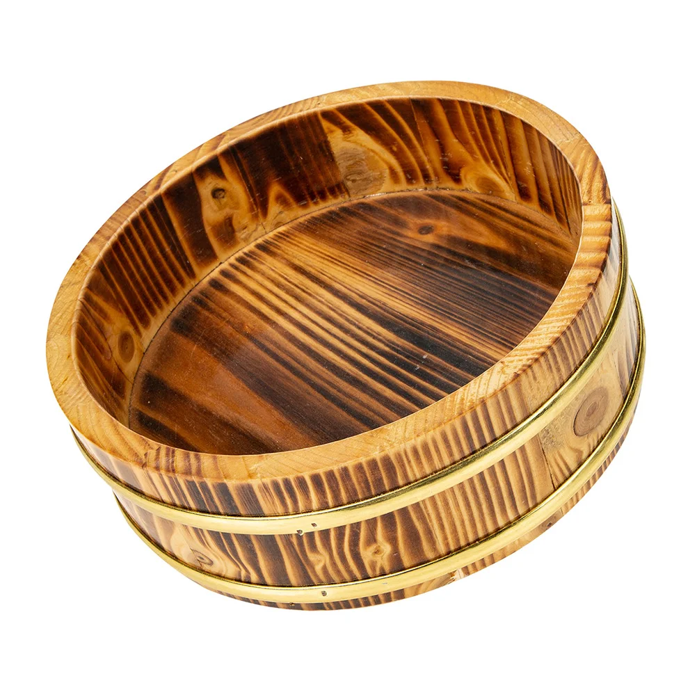 

1pc Wooden Sushi Bucket Rice Mixing Container Large Capacity Food Serving Barrel For Restaurant Home Use Kitchen Gadget Smooth