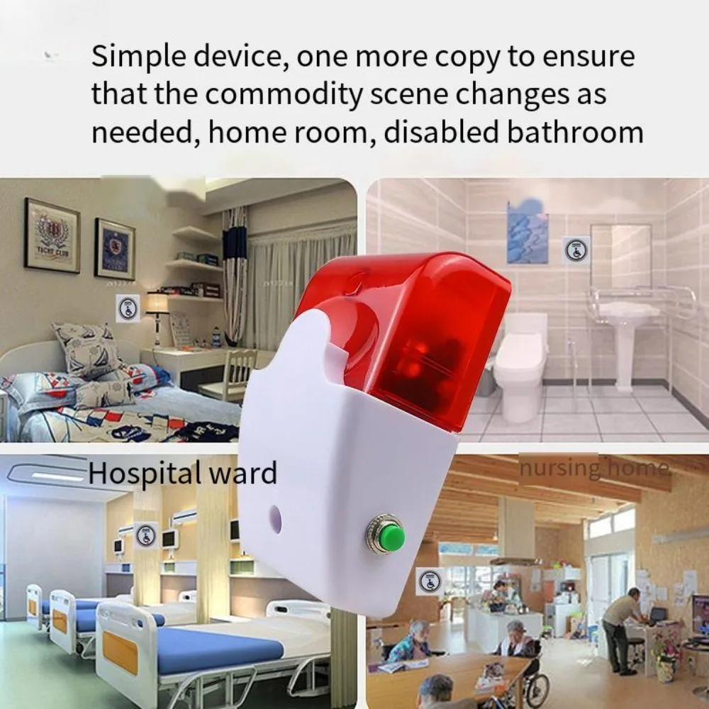 Bathroom Disabled Toilet Alarm - Wireless One-Button SOS Call Device for Elderly Emergency Audible-Visual Alert System