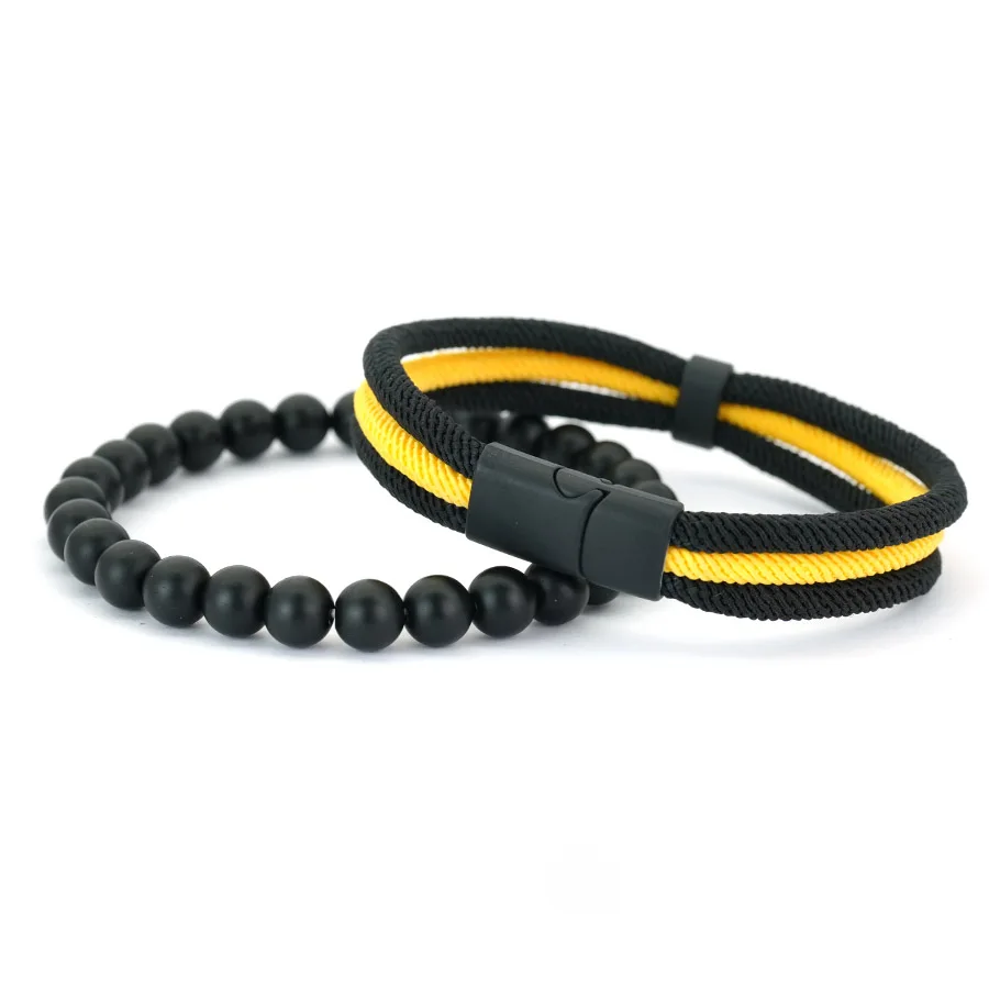 Noter 2-teiliges Herren-Armband-Set, ausgewähltes Premium-Armband mit 4 mm Kordelwicklung, perfektes Geschenk für Ihn, lässiges, vielseitiges Accessoire – Detail 7