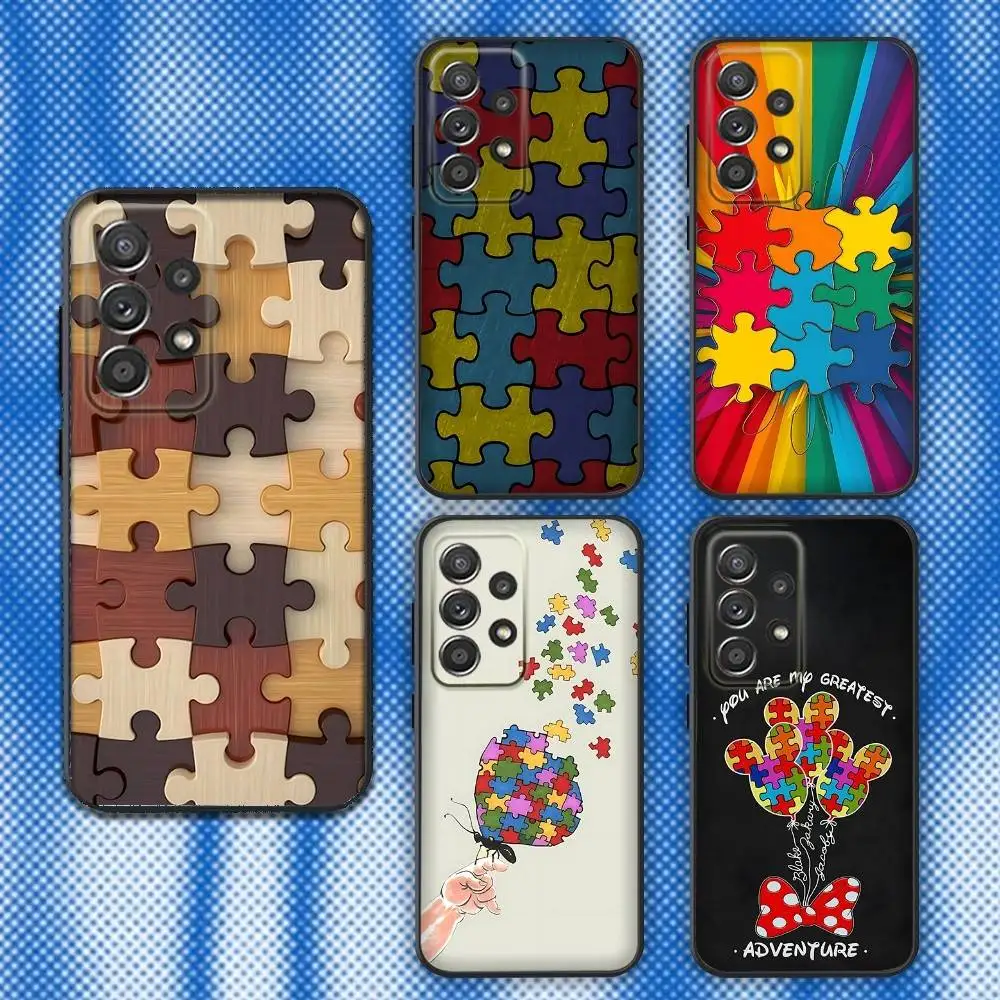 

Autism Support Puzzle Phone Case For Samsung S25,S24,S21,S22,S23,S30,Ultra,S20,Plus,Fe,Lite,Note,10,9,5G Black Cover