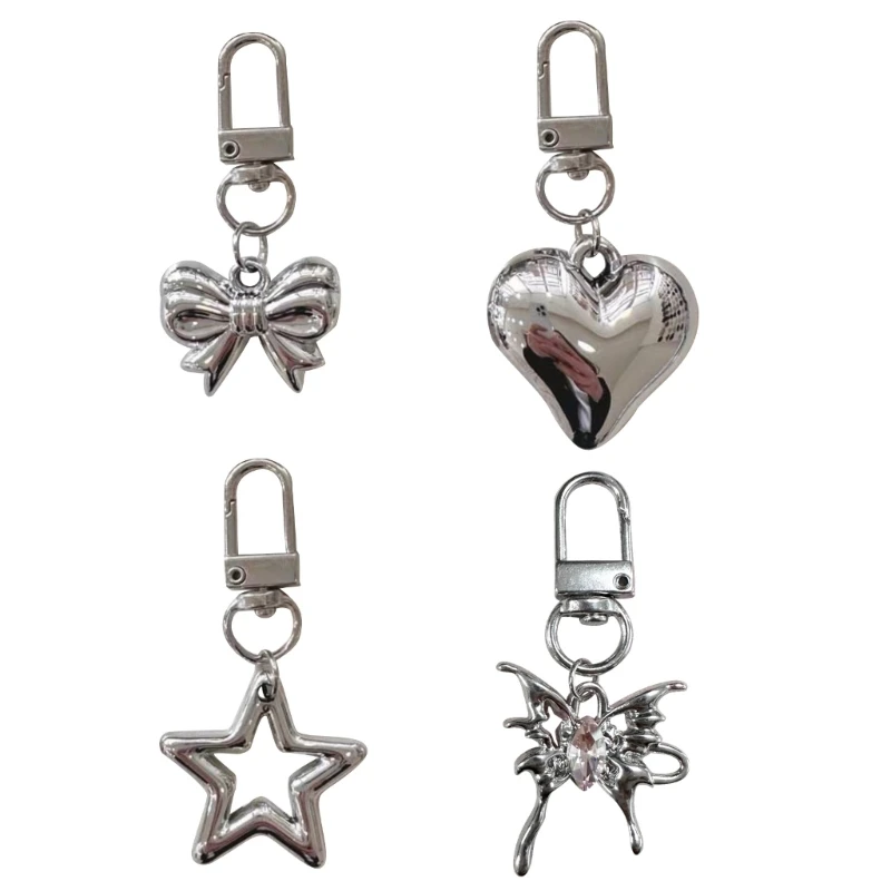 Bowknot/Star/Heart Keychain Pendant Butterfly Key Chain Fashionable Bow Phone Charm Ornament for Camera Car Key Bag