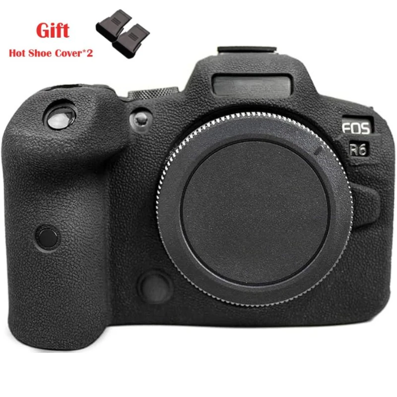 Silicone Protective Case Skin Camera For Canon EOS R6 R6II Mark II 2 Full Body Cover - Waterproof Silicone Skin + Hot Shoe Cover