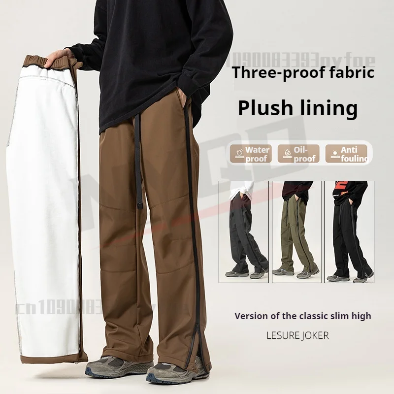 

Зимние уличные плюшевые утолщенные альпинистские брюки, лыжные брюки для женщин, мягкие брюки, ветрозащитные водонепроницаемые брюки для верховой езды для мужчин