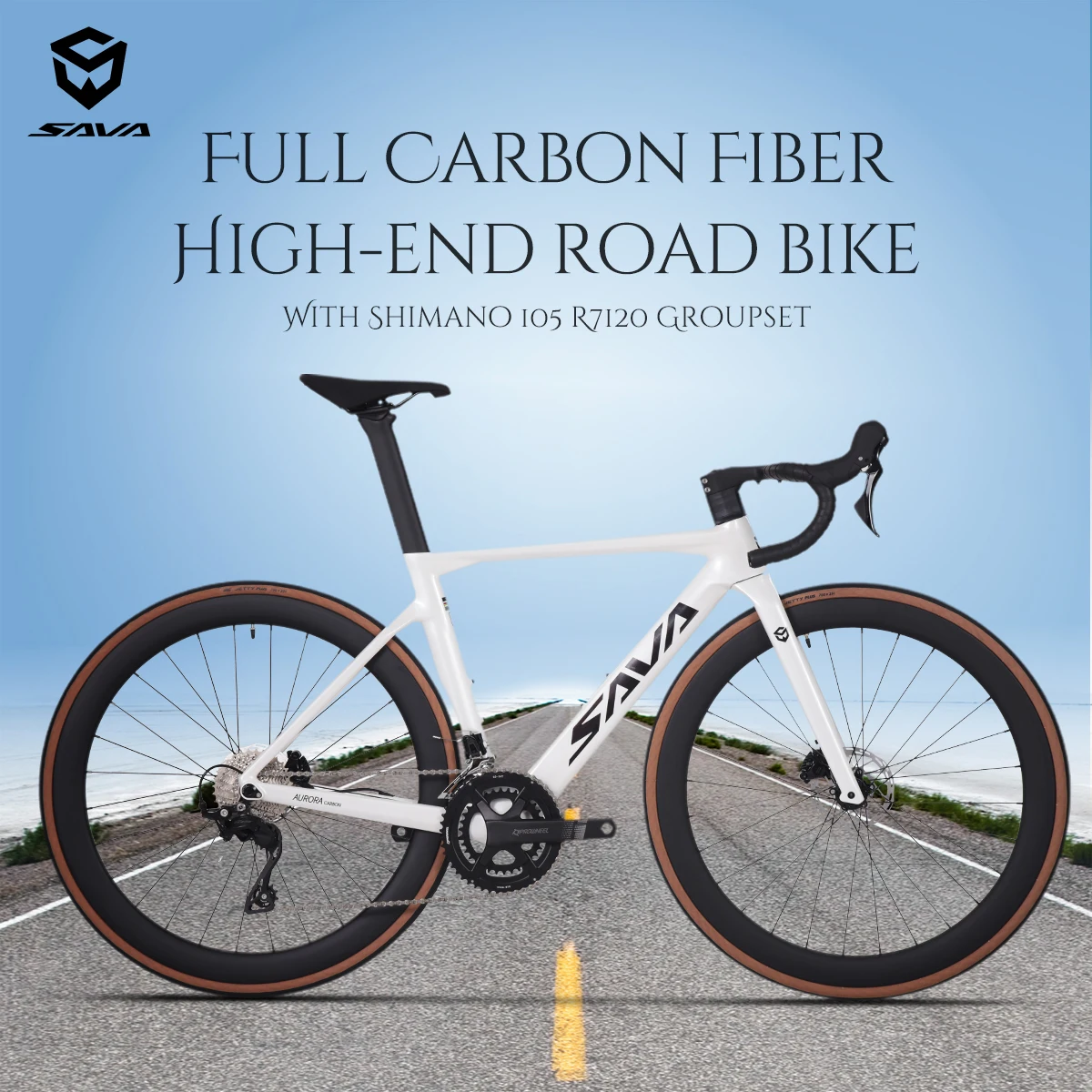 SAVA R08-7120 24-Speed Full Carbon Road Bike with SHIMAN0 105 R7120 Adult Road Bike Race Bike CE+UCI Approved