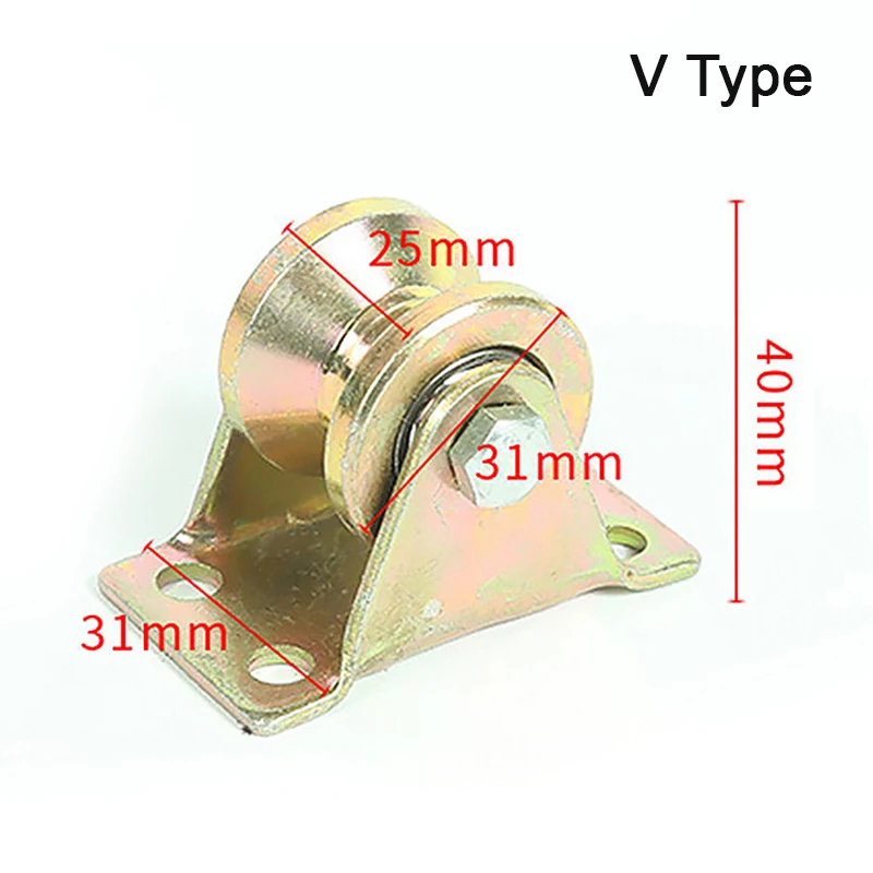 1Pc Sliding Door Pulley V U Groove Wheel Heavy Duty Rigid Caster For Inverted Track Sliding Gate Roller Wheel Bearing Rollers