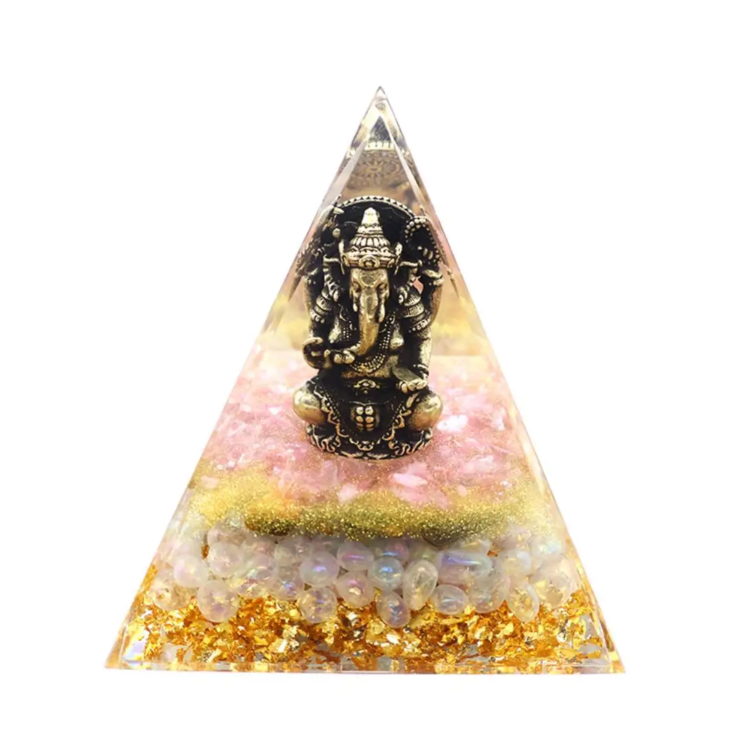 1 قطعة تمثال غانيشا ، تمثال غانيش غاناباتي في هرم أورجون كريستال ، أيدول غانيشا ، زخارف يدوية لسطح المكتب المنزلي #1