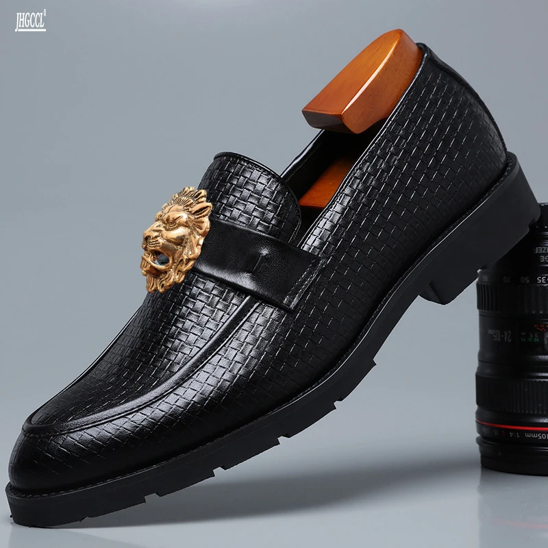 

Leather Shoes Crocodile Pattern Men's Loafers Flats Office Moccasins Driving Wedding Business Buckle Strap Slip on A1