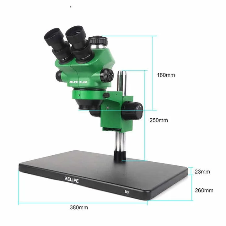 RELIFE RL-M5T-B3 กล้องจุลทรรศน์สเตอริโอ Trinocular + RL-033D แหล่งกําเนิดแสง + 0.5CTV อะแดปเตอร์ + MC1 4K HD กล้องสําหรับโทรศัพท์มือถือ PCB ซ่อม