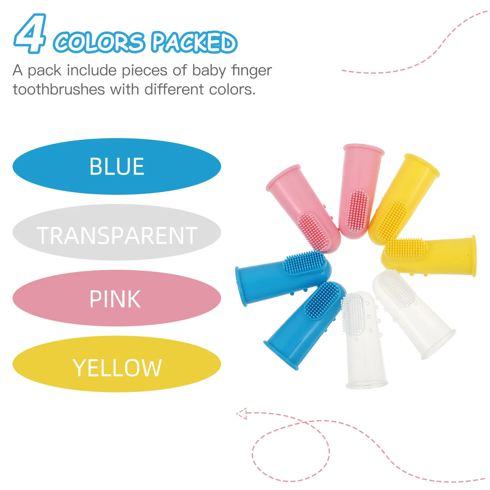 4 قطعة فرشاة أسنان الطفل سيليكون فرشاة العناية بالفم للأطفال الصغار سهلة قبضة السفر ودية قابلة لإعادة الاستخدام تنظيف الأسنان