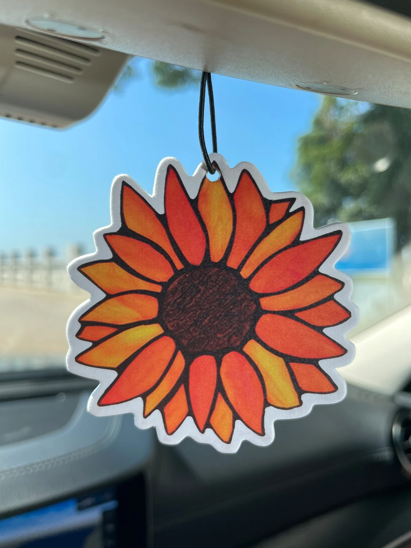 Stained Glass Sunflower Hanging Car Air Freshener, Natural Plant Extract Fragrance, Alcohol-Free, Non-Toxic, Heat Resistant, Lon