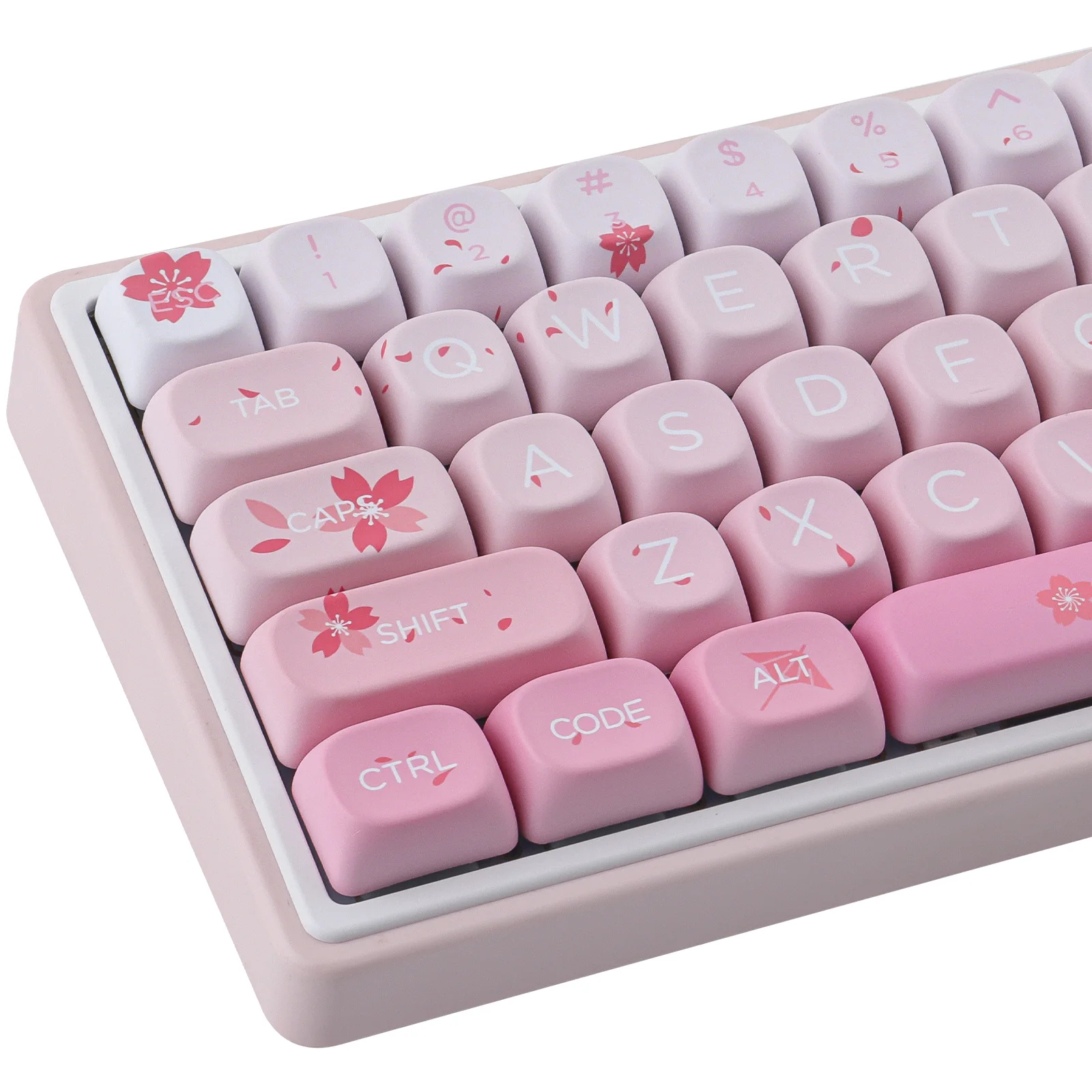 Sakura Five-Sided Dye-Sublimation Keycaps Set - 132 Keys PBT Material MOA Profile for Mechanical Keyboards