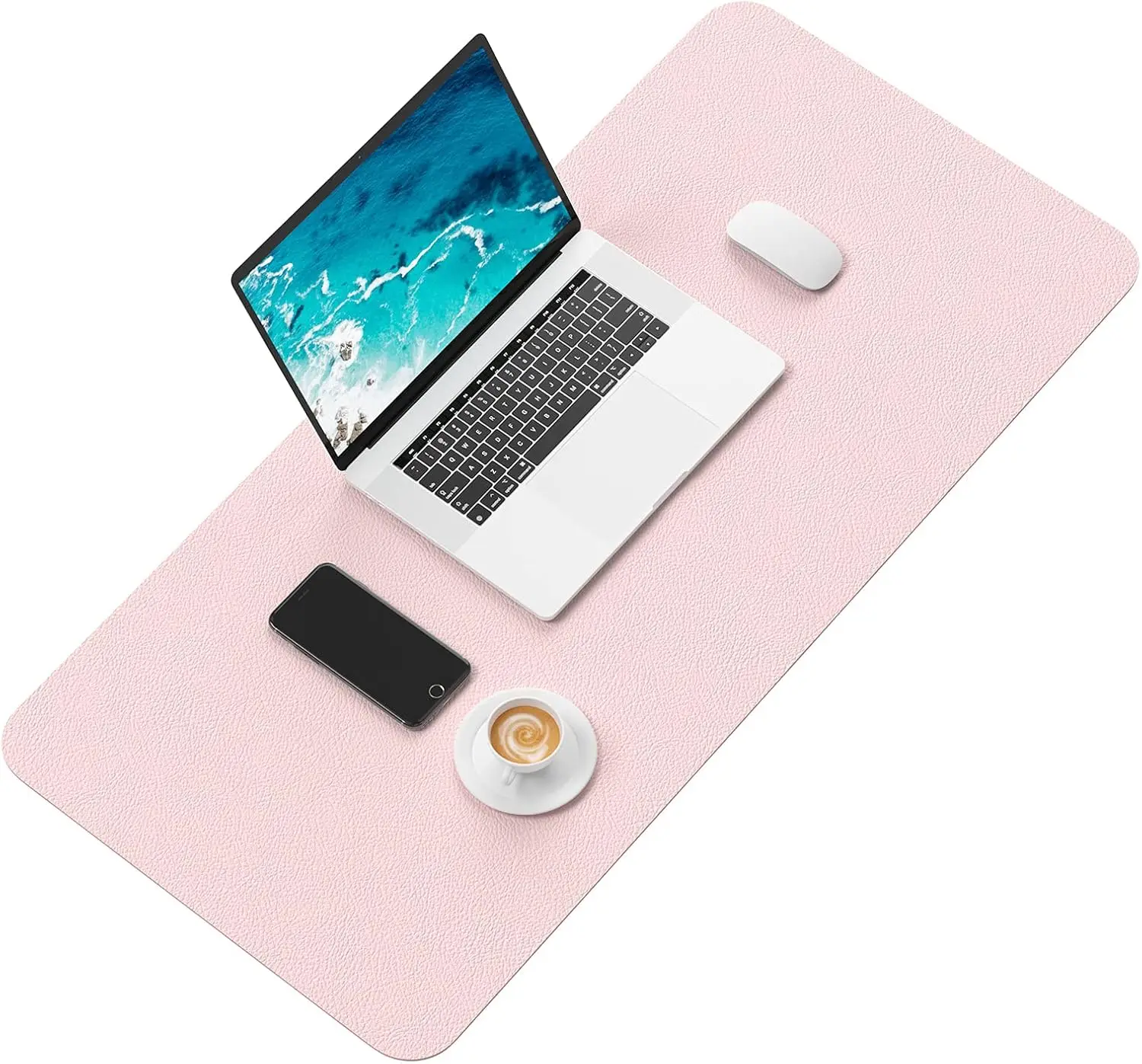 30x14 Inch PU Leather Desk Pad, Large Extended Mouse Pad with Non-Slip Base for Office Home Writing, Pink - view 2