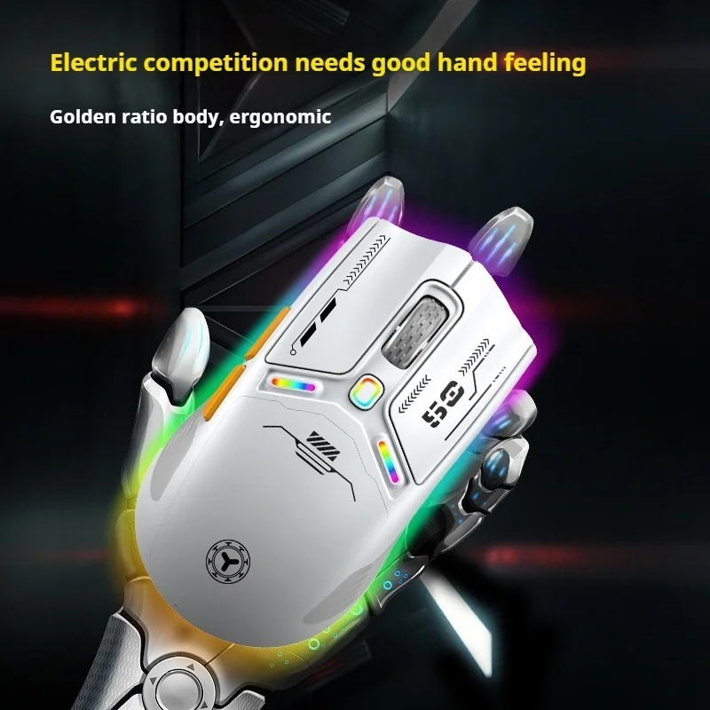 Rgb Tri-Mode Gaming Mouse Wired Bluetooth 2.4g Wireless Low Latency PAW3311 Sensor Custom Macro Replaceable Back Cover Mouse