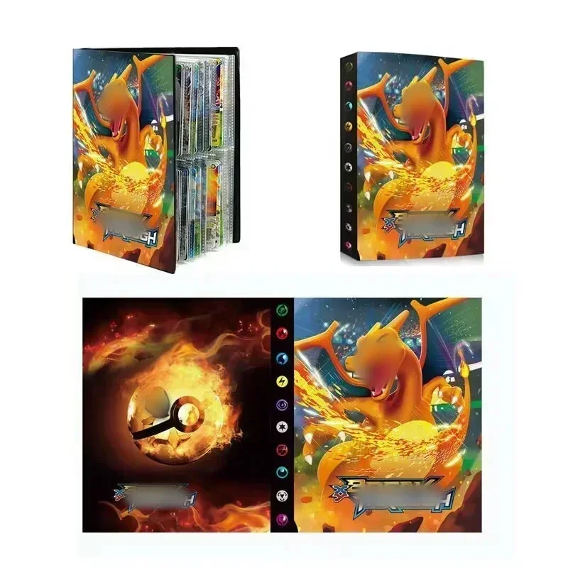 240 pièces quatre cadres dessin animé Album carte livre Charizard Collections carte lettres support classeur dessin animé VMAX jeu Collection dossier