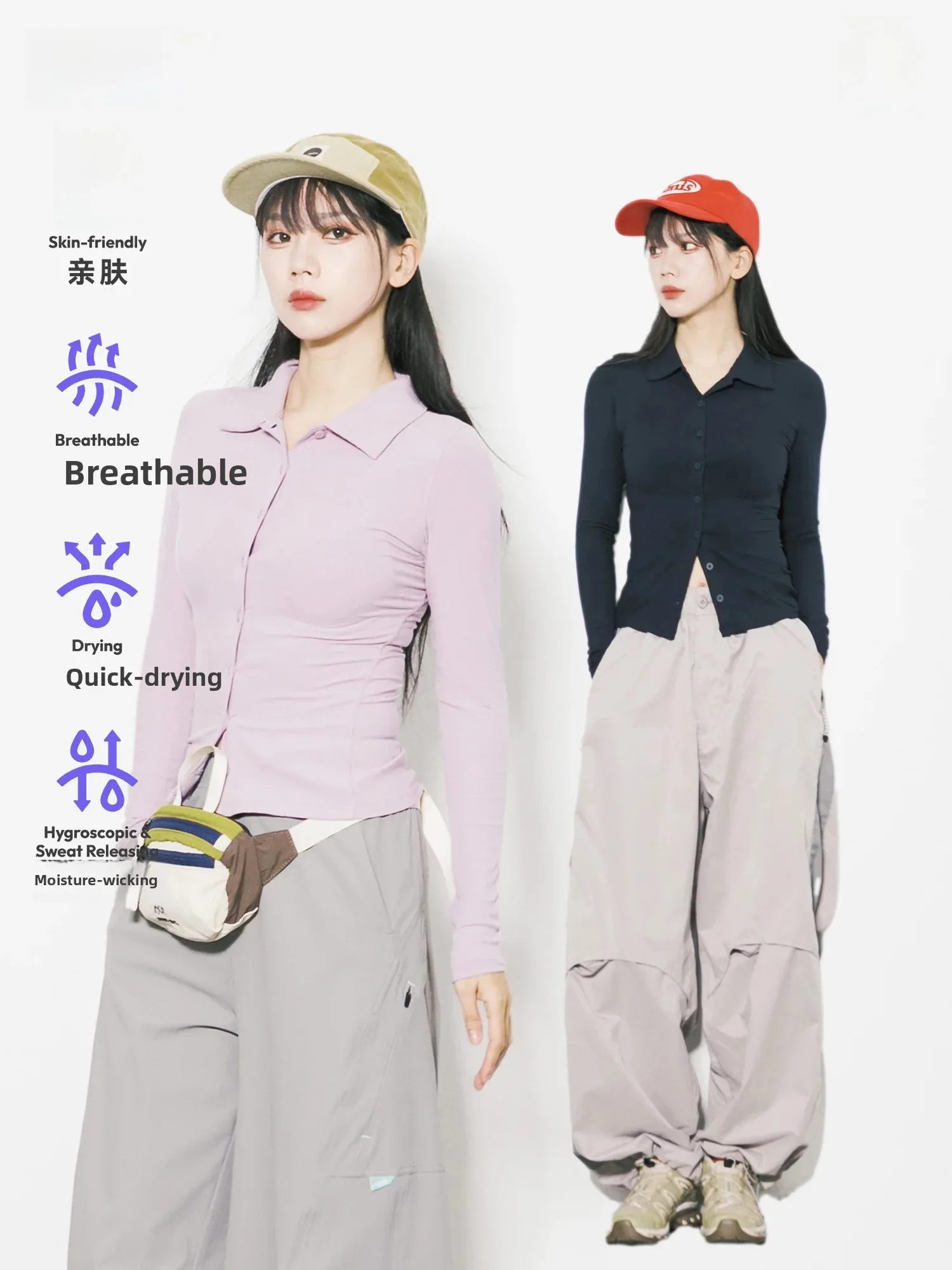 RCDB Outdoor Sports Modal Long Sleeve T-Shirt Women's Slim Fit Breathable Quick Dry Lightweight Yoga Clothes Turn-down Collar...