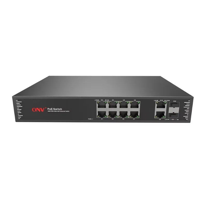 Cost Effective 10 Port Unmanaged PoE Switch 8 PoE+2 SFP+2 RJ45 Full Gigabit for CCTV Project