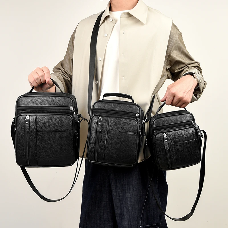 Hot Fashion Men Messenger Bags Genuine Leather Handbags for Man Male Crossbody Bag for Mini Pad Boy Shoulder Bag small tote
