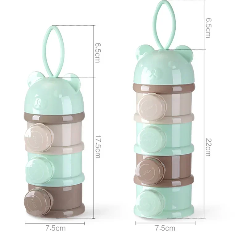 3 Layers Bear Style Portable Baby Food Storage Box Essential Cereal Cartoon Infant Milk Powder Box Toddle Snacks Container