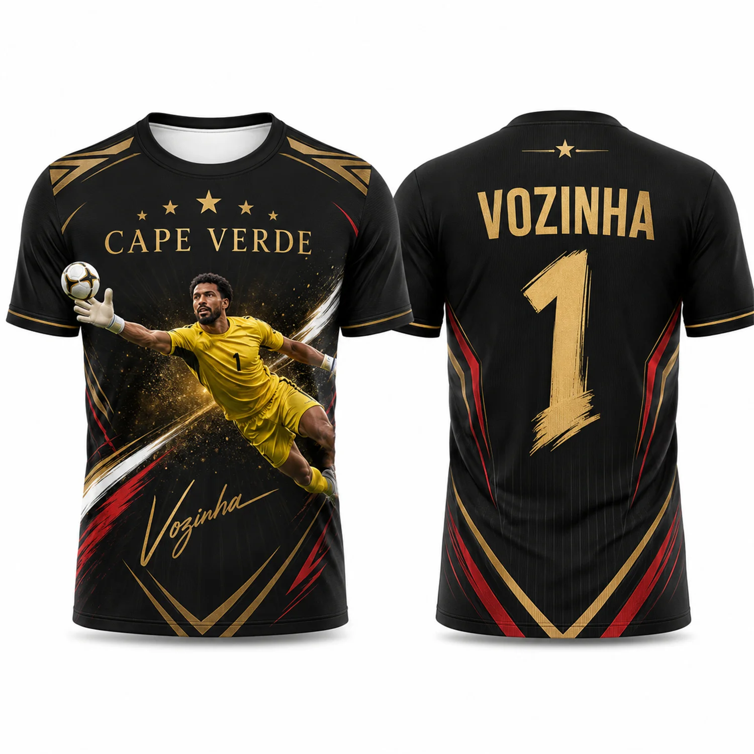 2627 Cape Verde AI Production Highlights Quick drying Jersey Breathable Suitable for Collecting, Family Sports, Street Dressing