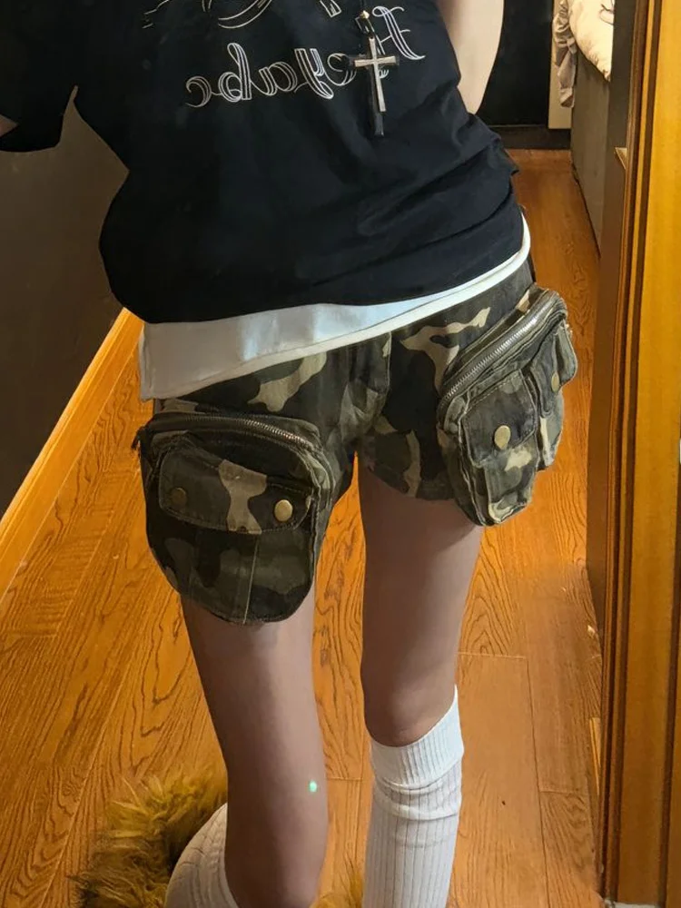 

Retro American Y2K Millennium Sexy Camouflage orts Women's Summer Design Heavy Du ket Workwear Pants Low Waist Jeans