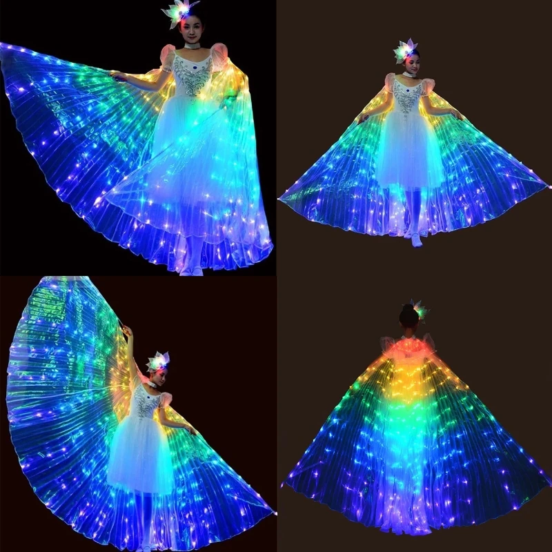 Halloween Costume Princess Cloak Girls Cosplay Light Up Wings for Carnival Party