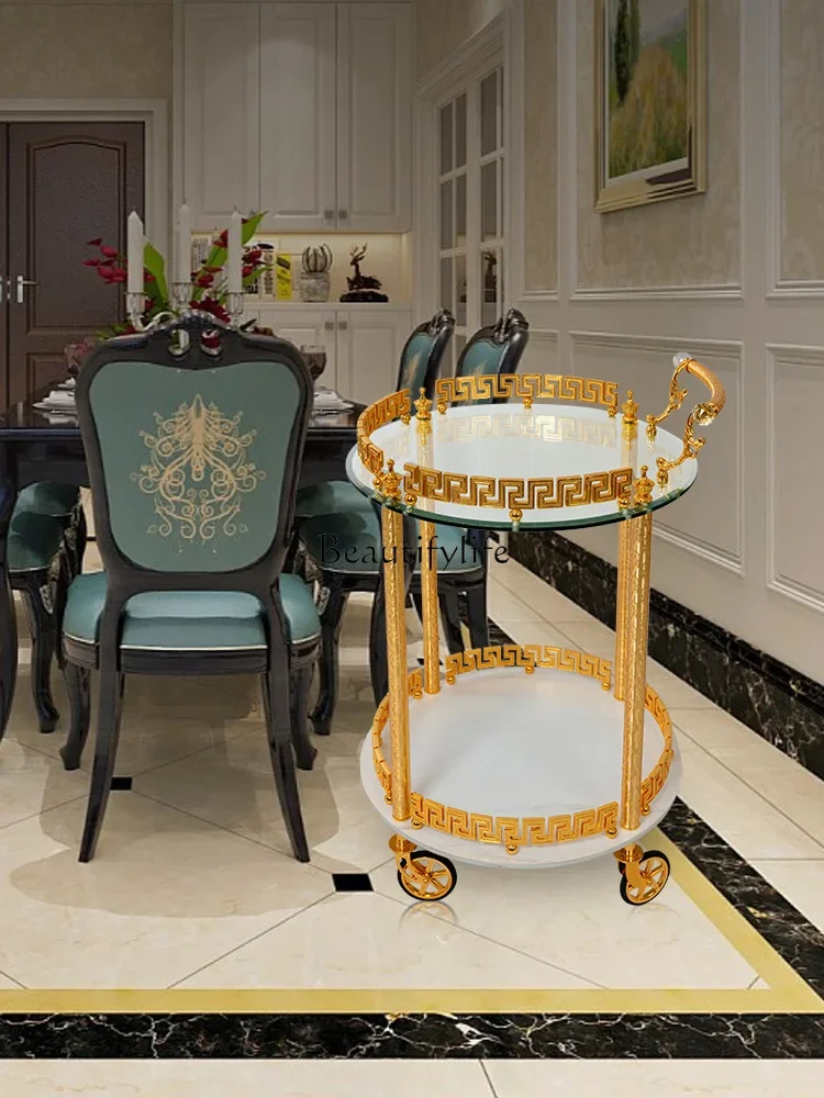 

yj5Two-Layer Multi-Functional Handmade Carved Mute Light Luxury Copper Household Dining Car