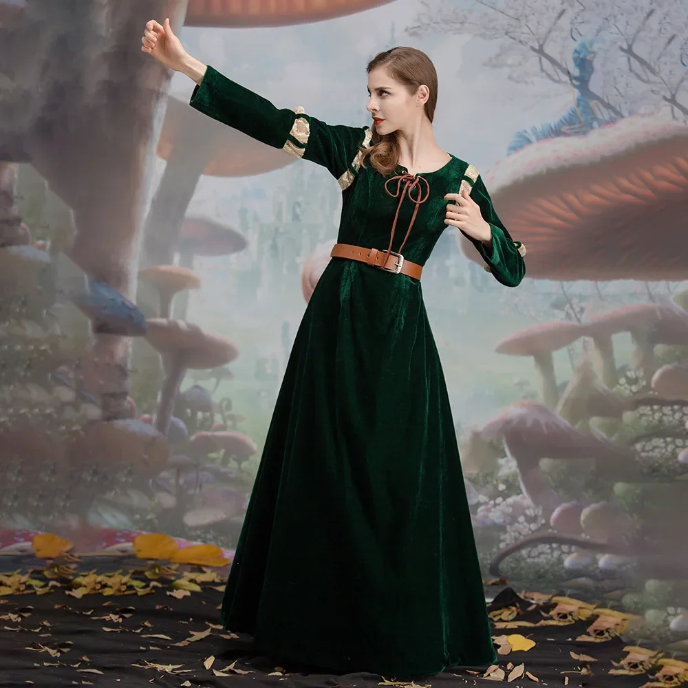 Brave cartoon movie character cosplay costume Princess Merida court dress Halloween stage play costume view 3
