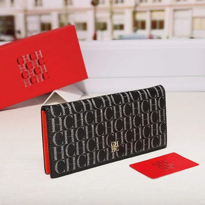 Monogramm-Langbörse mit Goldlogo-Akzent Mehrere Kartenfächer Reißverschluss-Münzfach Druckknopfverschluss Damen-Modeaccessoire