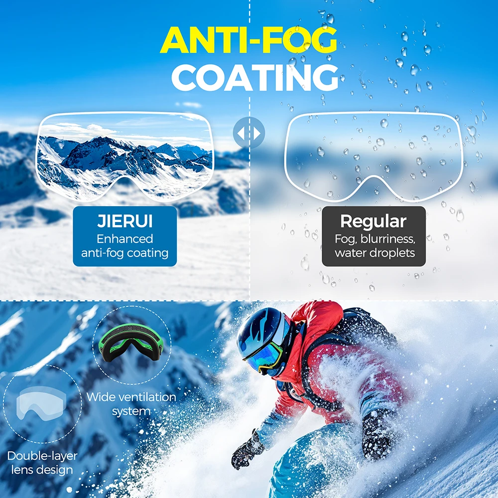 Customizable Logo Ski Goggles UV Protection Super Elastic Adjustable Sports Glasses for Outdoor Snow Blindness Fog Prevention