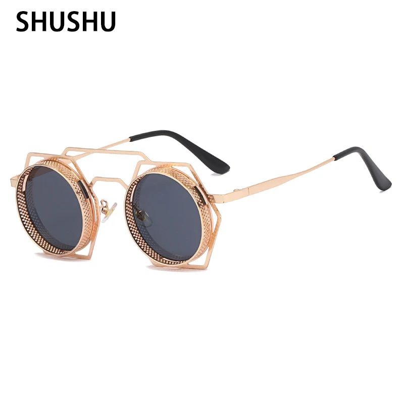 A59 2023 New Trend Men\'s Square Metal Sunglasses Hip Hop Punk Personality Exaggeration Hollow out Male Sunvisors UV400