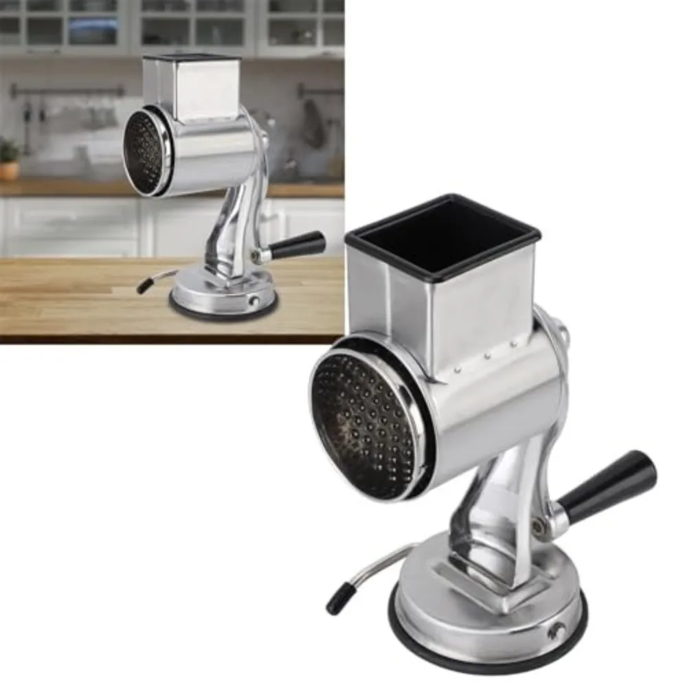 

With 5 Interchangeable Blades Nut Grinder Stainless Steel Rotary Grater Cheese Slicer Manual Operation Suction Cup