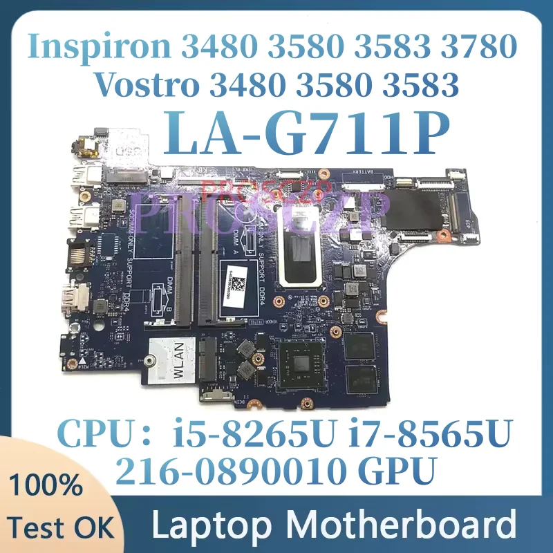 Placa base para ordenador portátil EDI73 LA-G711P para DELL Inspiron 3480 3580 3583 3780 Vostro 3480 3580 3583 con CPU i5 i7 216-0890010 GPU