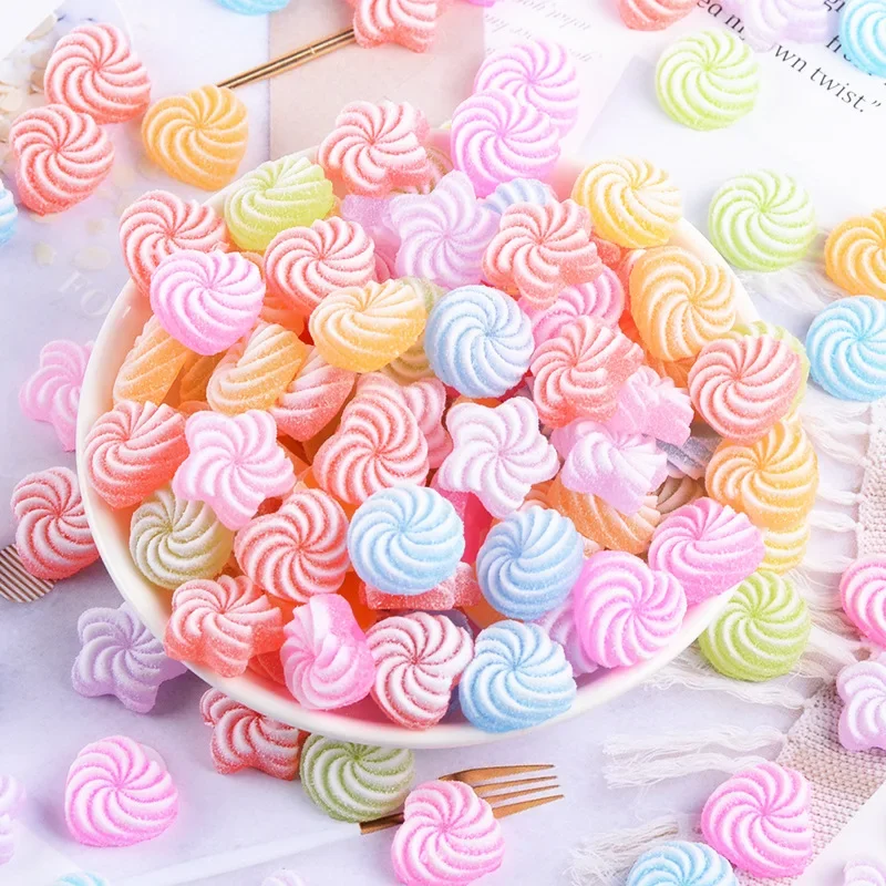 20pcs Simulation Vortex Fudge Pentagram Love Frosted Candy Flat Back Kawaii DIY Decorations