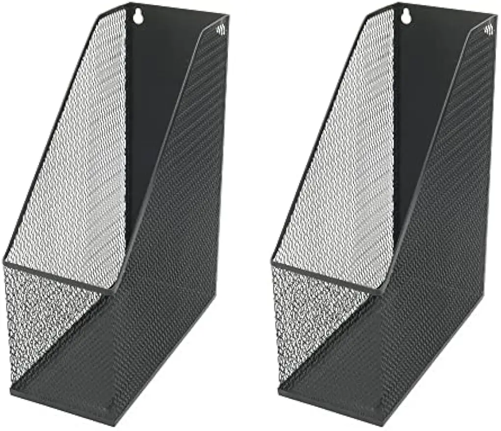 

Extra Wide Mesh Steel Magazine Rack, Black File Holder for Home Office Storage