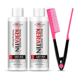 MMK KerBrian-Traitement Capillaire à l'Huile AMP pour Lisser les Cheveux, Ensemble de Traitement Capillaire Sans Formol, Peigne Rouge Gratuit, 120ml