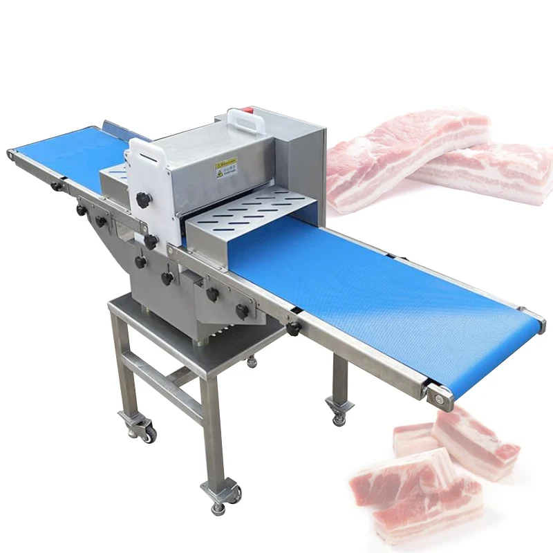 Stainless Steel Raw Chicken Meat Cube Cutter Pork Skin Strip Cutting Machine Frozen Beef Poultry Meat Dicing Machine