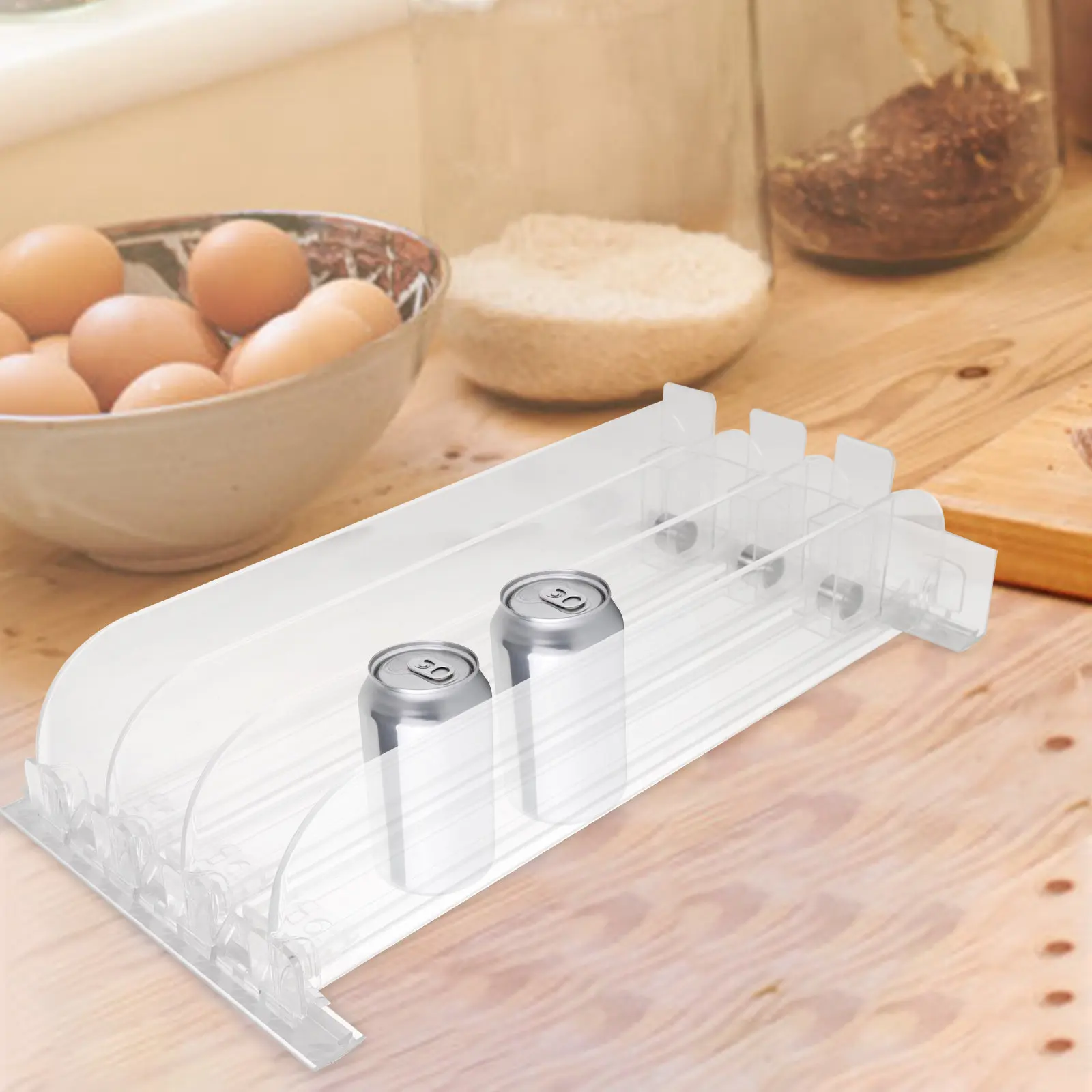 

3Pcs Shelf Drink Pusher Machine Automatic Replenishment Organizer Plastic Sliding Tray for Fridge Soda Can Dispenser Efficient