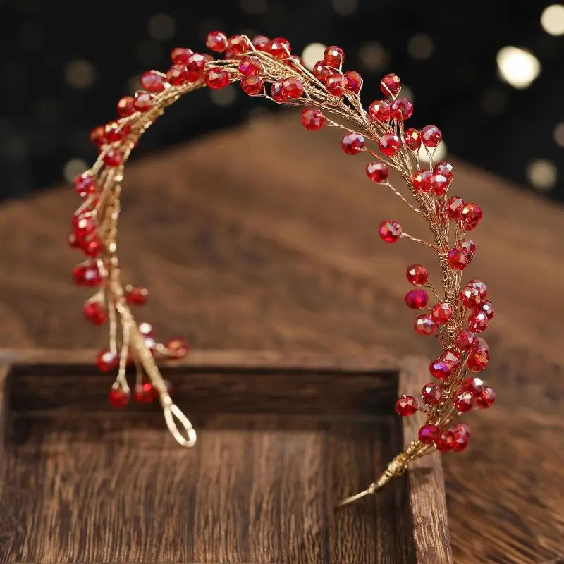 Durable Handmade Pearl Bridal Headpiece Shiny Crystal Chain Hairband Long-lasting Hair Accessory for Wedding Occasions