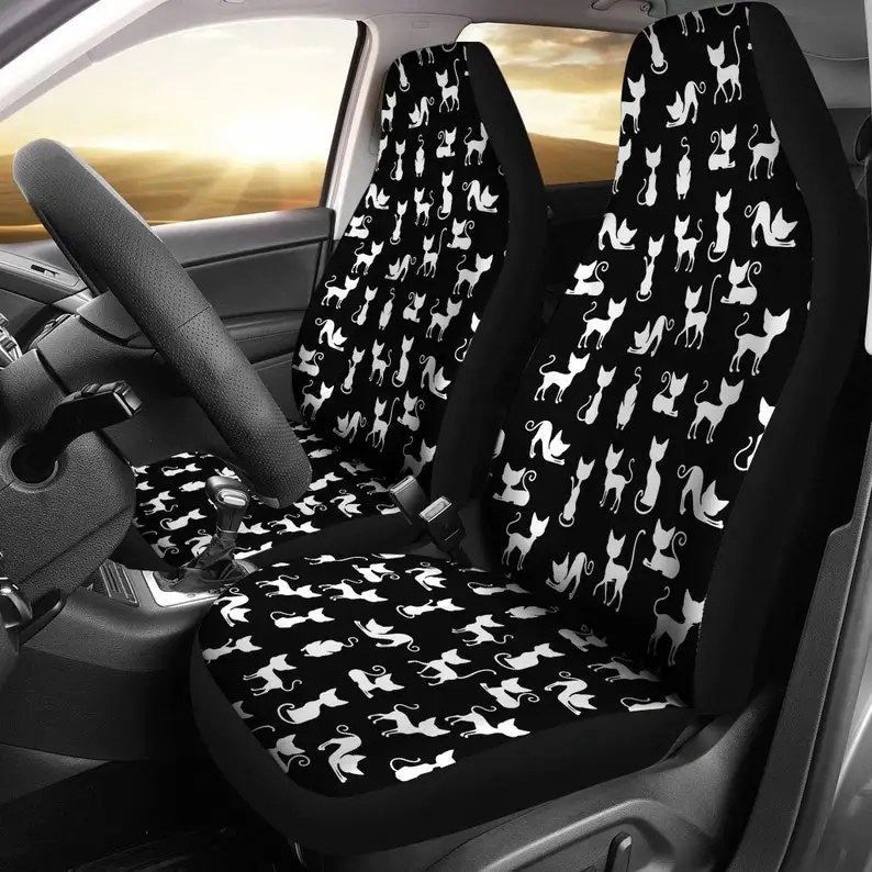 

Cat Kitty Car Seat Covers (Set Of 2) - Universal Front Car and Suv Seat Covers - Custom Seat Protector - Car Accessory - gift fo