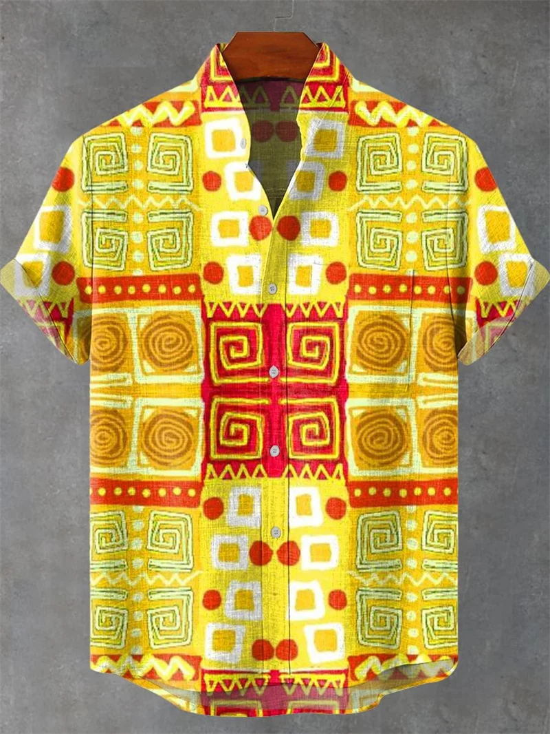 

Новая рубашка с коротким рукавом, льняная мужская рубашка с 3D цветочным принтом и натуральным узором, летняя уличная одежда в стиле хип-хоп, гавайская рубашка