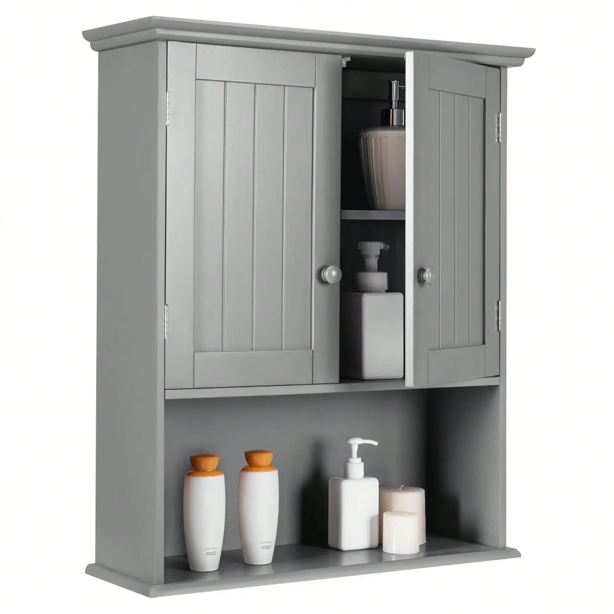 Lifezeal Wall Mount Bathroom Cabinet Storage Organizer Medicine Cabinet With 2-Doors And 1- Shelf Cottage Collection Wall Cabinet