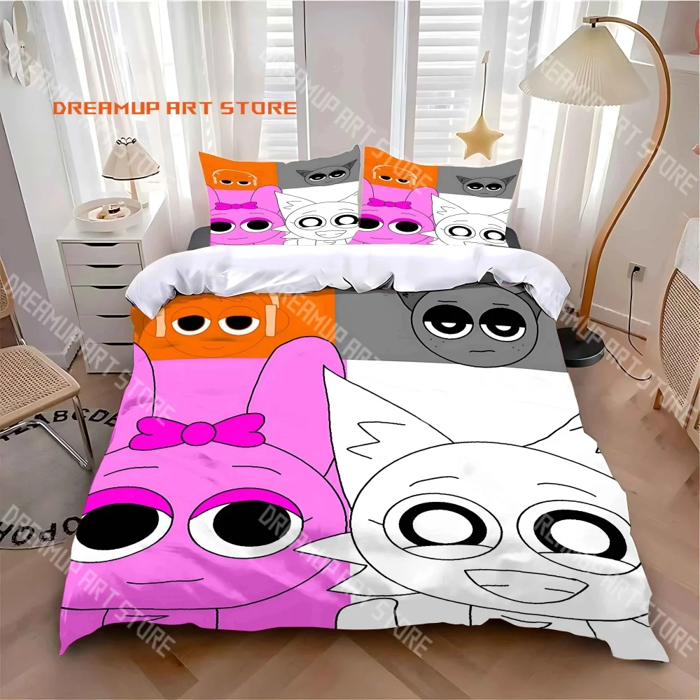 2026 3D Print Sprunki Music Game Bedding Set Single Twin Full Queen King Size Bed Set Adult Kid Bedroom Duvetcover Set