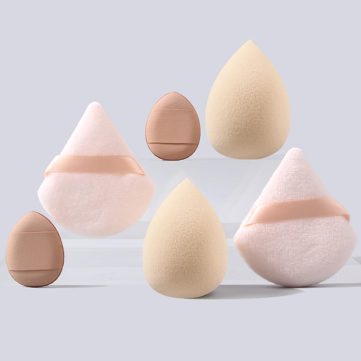 Ensemble d'éponges de maquillage douces géantes, 6 pièces, éponge à double usage sèche et humide, poudre antiadhésive en forme d'éventail/poudre de pouce