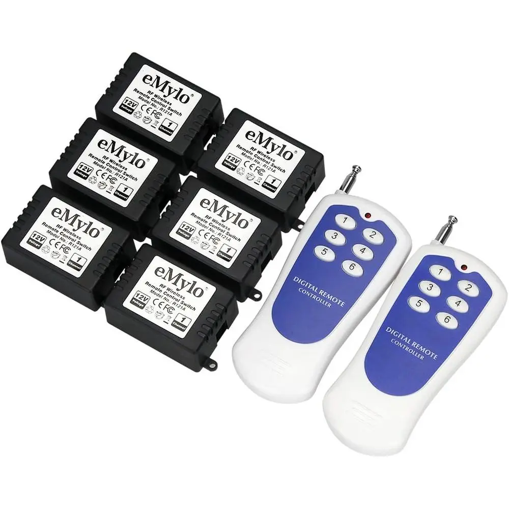 

DC 12V 6X 1 Channel WirelRelay R Relay WirelRemote Control Switch 43hz Transmitter with Receiver