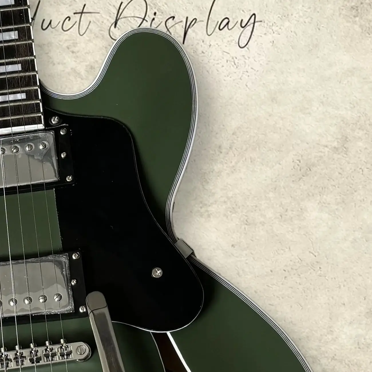 Vintage Olive Drab Electric Guitar ESa 355 6 Strings Semi Hollow Body Guitarra with Black Pickguard Custom Shop