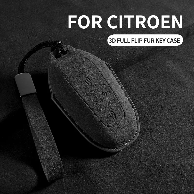 Suede Car Flip Key Case Cover  for Citroen C2 C3 C5 X7 C4 Picasso Berlingo for Peugeot 208 308 408 508 2008 3008 4008 5008 T9 - view 5